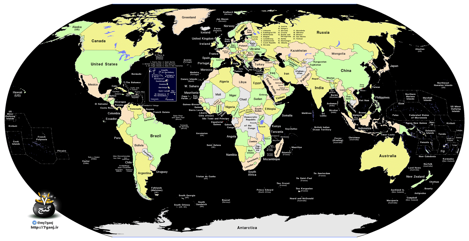 نقشه و تعداد کشور های جهان