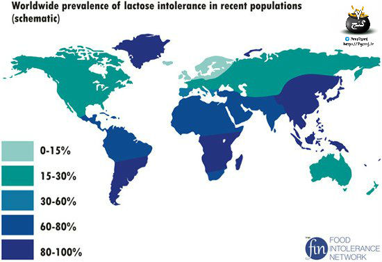 عدم تحمل لاکتوز در کشورهای دنیا