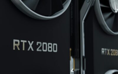 Close-up image of an RTX 2080 GPU, highlighting modern and sleek design.