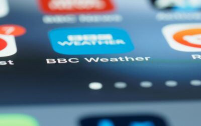 Detailed view of BBC Weather application icon on a smartphone screen.