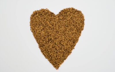 Heart-shaped arrangement of nutritious grains symbolizing health and love.