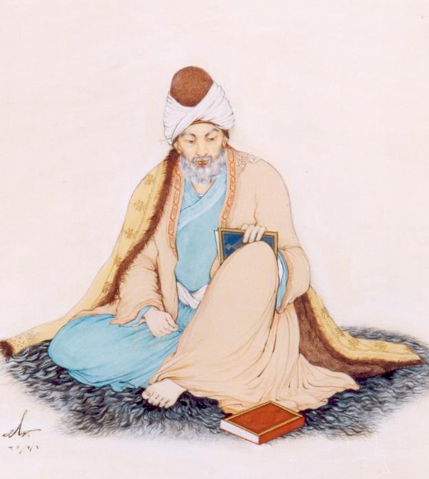 نگاره و پرتره مینیاتوری مولانا جلال‌الدین بلخی اثر استاد حسین بهزاد