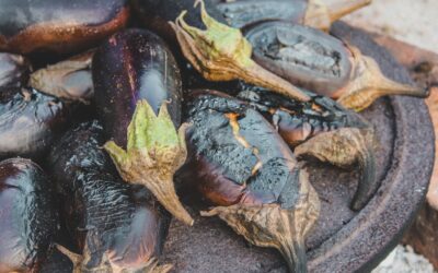 طرز تهیه میرزا قاسمی اصیل گیلانی تزیین شده با تخم مرغ نیمرو و سبزیجات