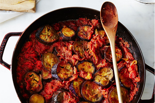 طرز تهیه گوجه بادمجان-  خورش گوجه بادمجان بدون گوشت ساده و خوشمزه